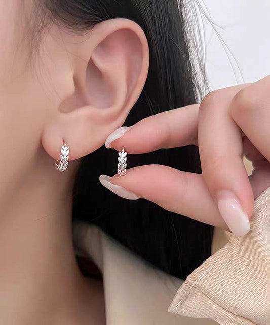 Jolies boucles d'oreilles créoles en soie et argent sterling en forme d'épi de blé - TrendAura
