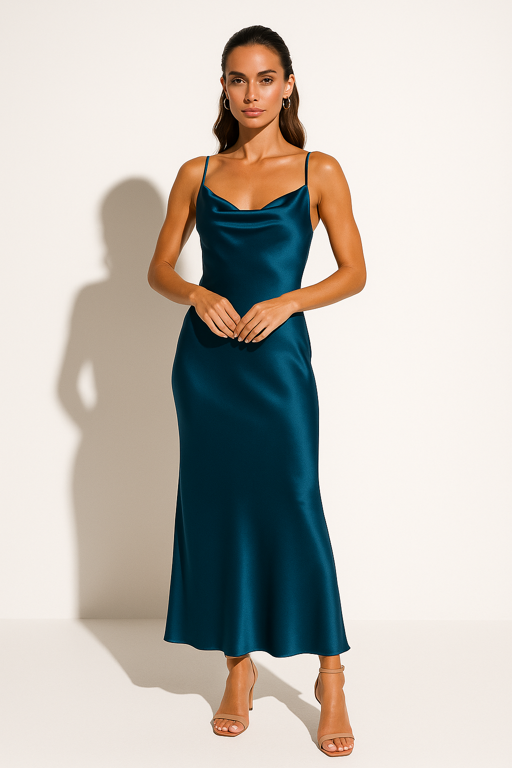 Women’s Draped Cowl Neck Dress | Midi Style