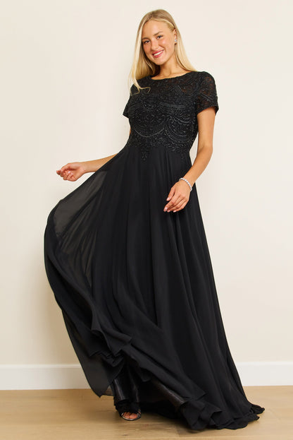 Short Sleeve Chiffon Formal Mother of the Bride Dress