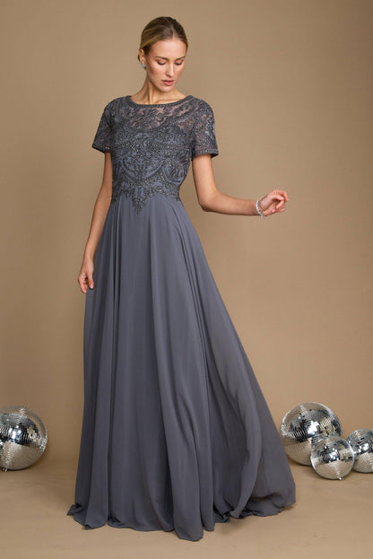 Short Sleeve Chiffon Formal Mother of the Bride Dress