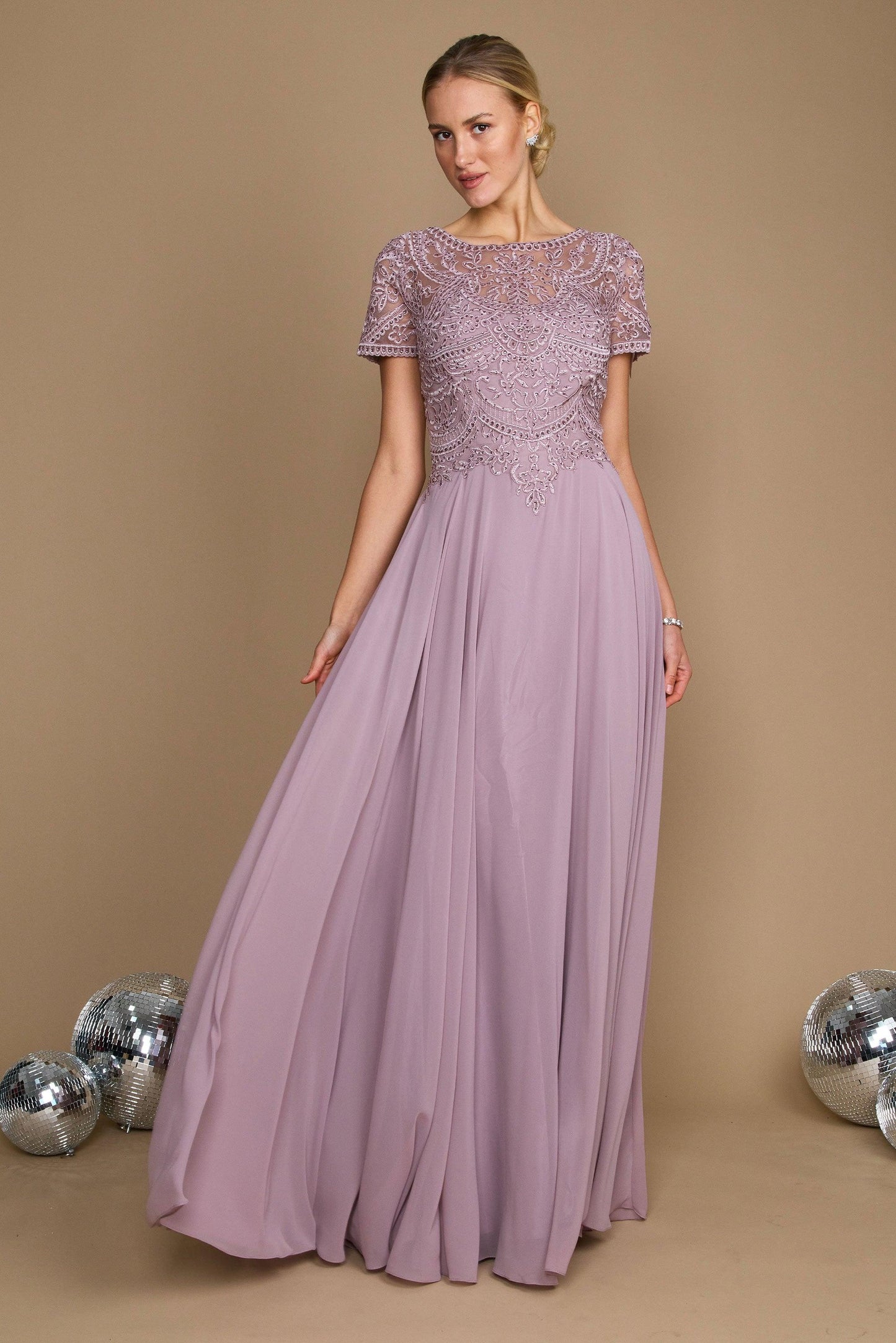 Short Sleeve Chiffon Formal Mother of the Bride Dress