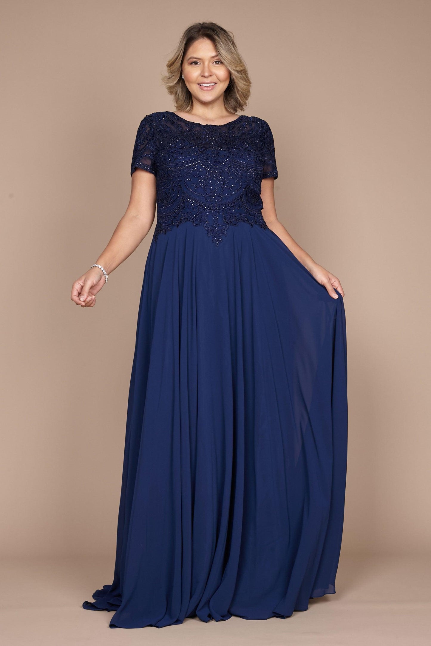 Short Sleeve Chiffon Formal Mother of the Bride Dress