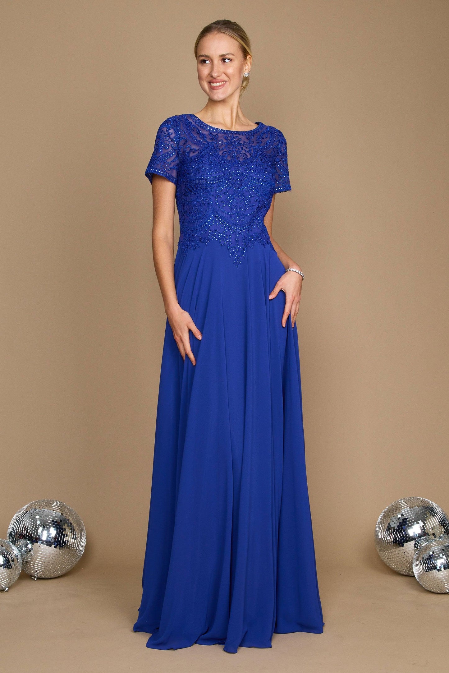 Short Sleeve Chiffon Formal Mother of the Bride Dress