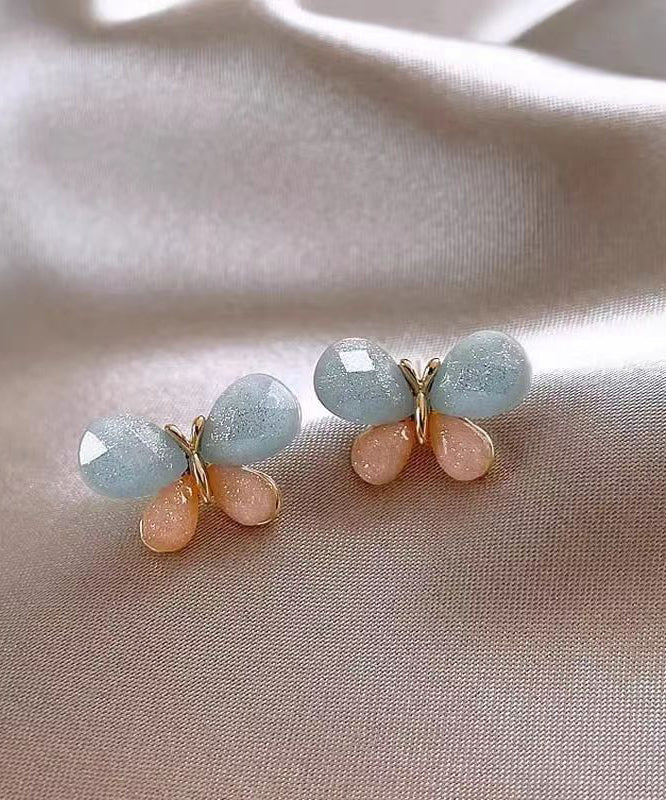 Boucles d'oreilles papillon à clous en cuivre doré colorblock DIY - TrendAura