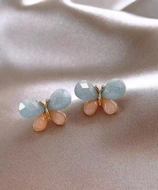 Boucles d'oreilles papillon à clous en cuivre doré colorblock DIY - TrendAura