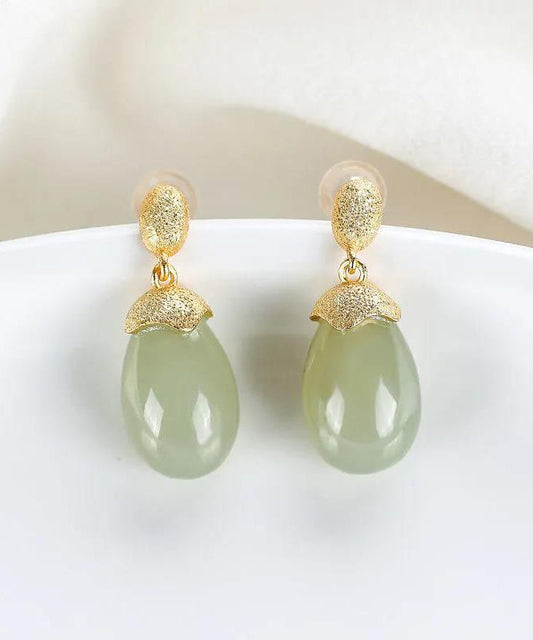 Boucles d'oreilles pendantes en argent sterling et jade surdoré cyan DIY - TrendAura