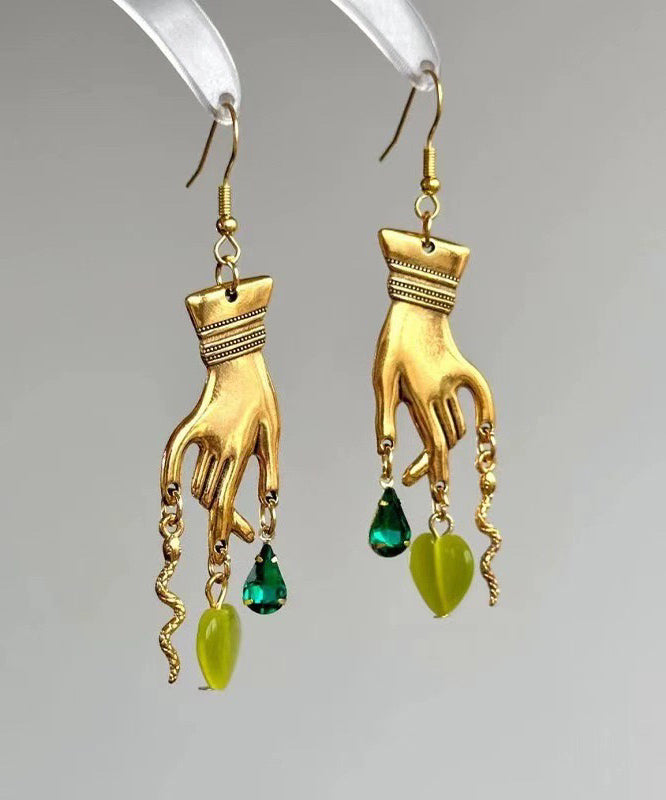 Boucles d'oreilles pendantes en cristal Love Palm, surdorées en cuivre doré à faire soi-même - TrendAura