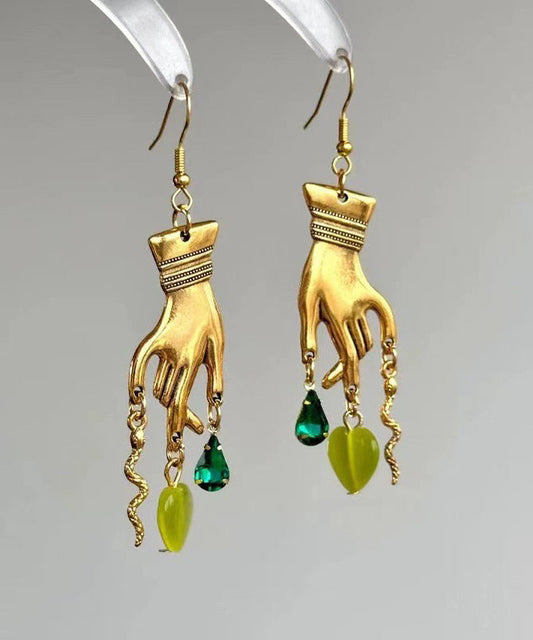 Boucles d'oreilles pendantes en cristal Love Palm, surdorées en cuivre doré à faire soi-même - TrendAura