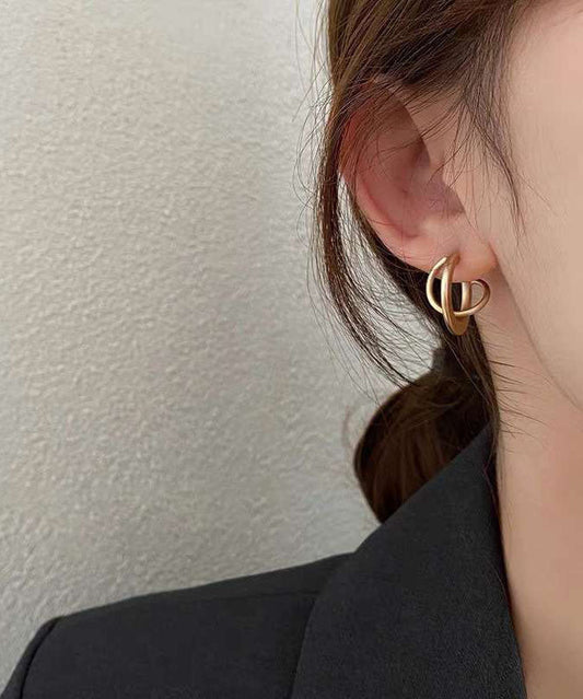 Boucles d'oreilles à faire soi-même : bagues superposées en or pour femmes, style froid - TrendAura
