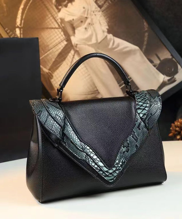 Sac fourre-tout en similicuir vert serpentine grande capacité à faire soi-même - TrendAura