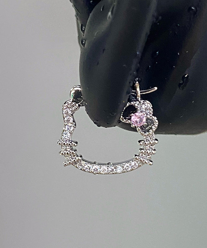 Boucles d'oreilles créoles en forme de chat, en soie, cuivre et zircon, à faire soi-même - TrendAura