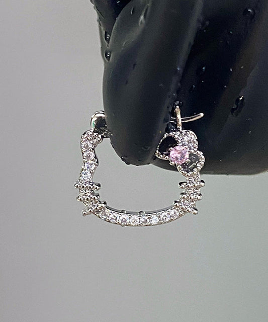 Boucles d'oreilles créoles en forme de chat, en soie, cuivre et zircon, à faire soi-même - TrendAura