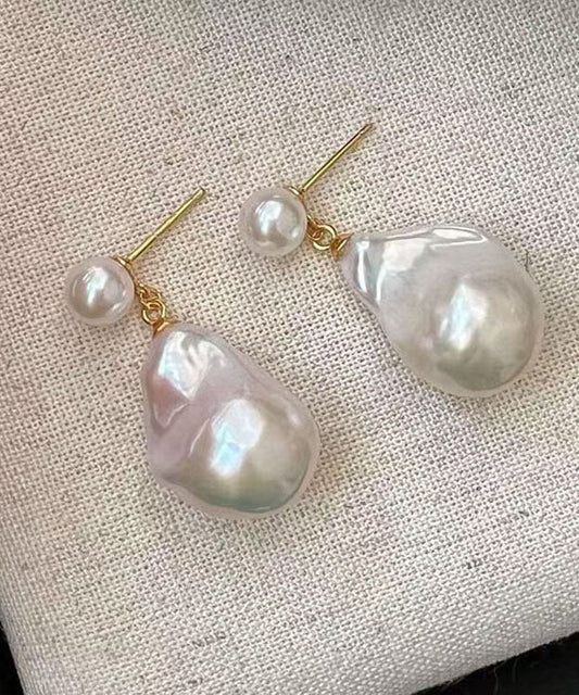 Boucles d'oreilles pendantes en alliage blanc avec perles et gouttes d'eau - TrendAura