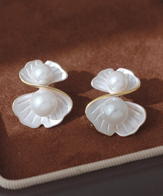 Boucles d'oreilles à tige en perles de gloire du matin avec surdorure en cuivre blanc DIY - TrendAura