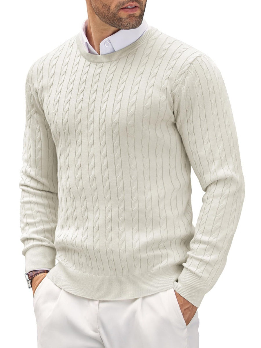 Slim pullover with round neck for men in fine knit
