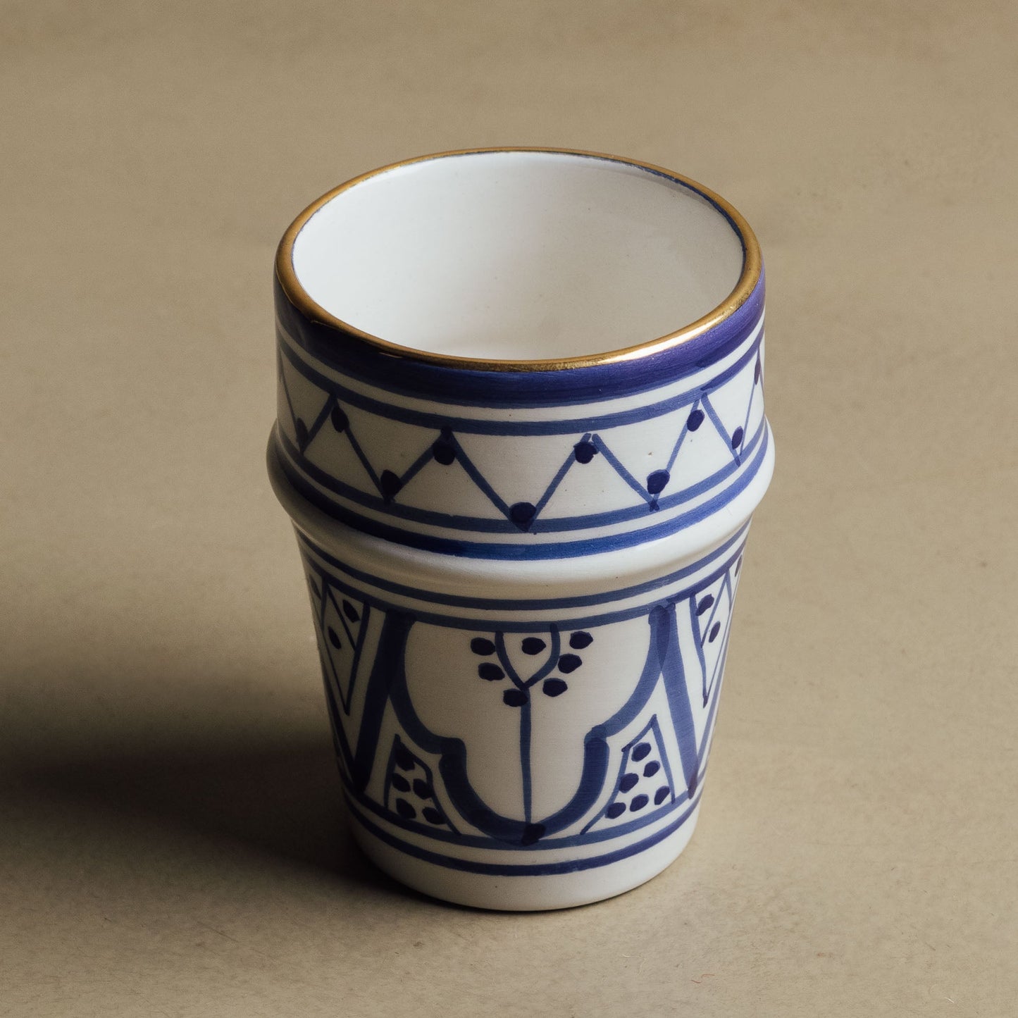 Fez Blue Small Cup - Moroccan Dinnerware Adorned with 12 Carat Gold Accents - TrendAura