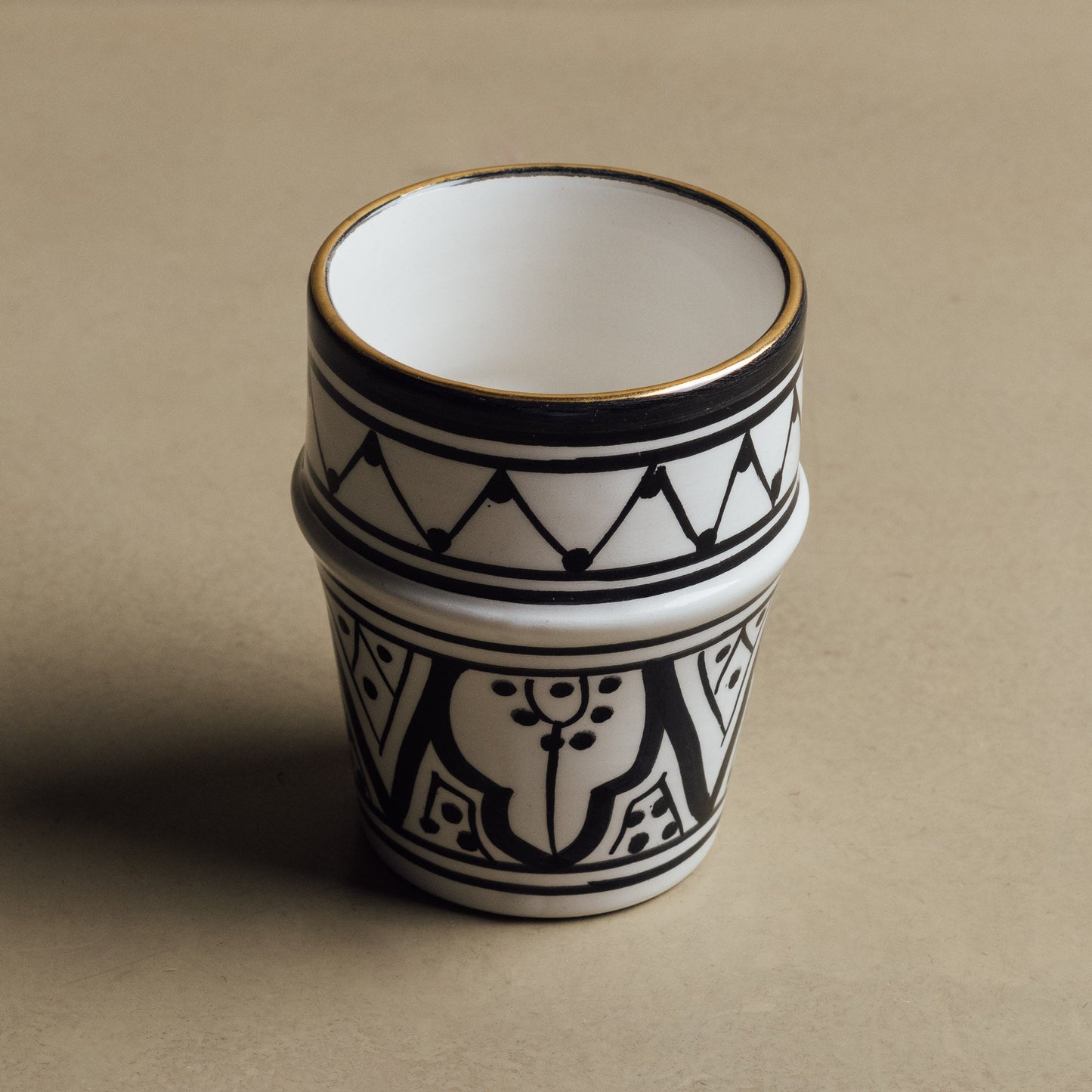 Fez Noir Small Cup - Moroccan Dinnerware Adorned with 12 Carat Gold Accents - TrendAura