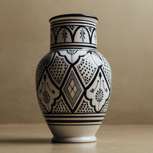 Fez Noir Vase - Handcrafted Moroccan Decor - TrendAura