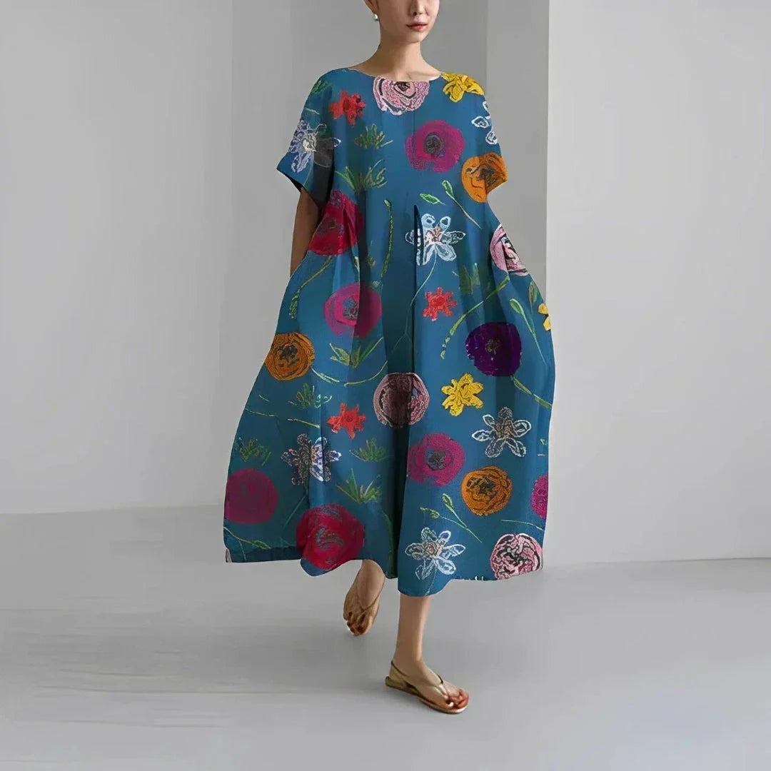 Dahlia Boho Floral Flowy Maxi Dress