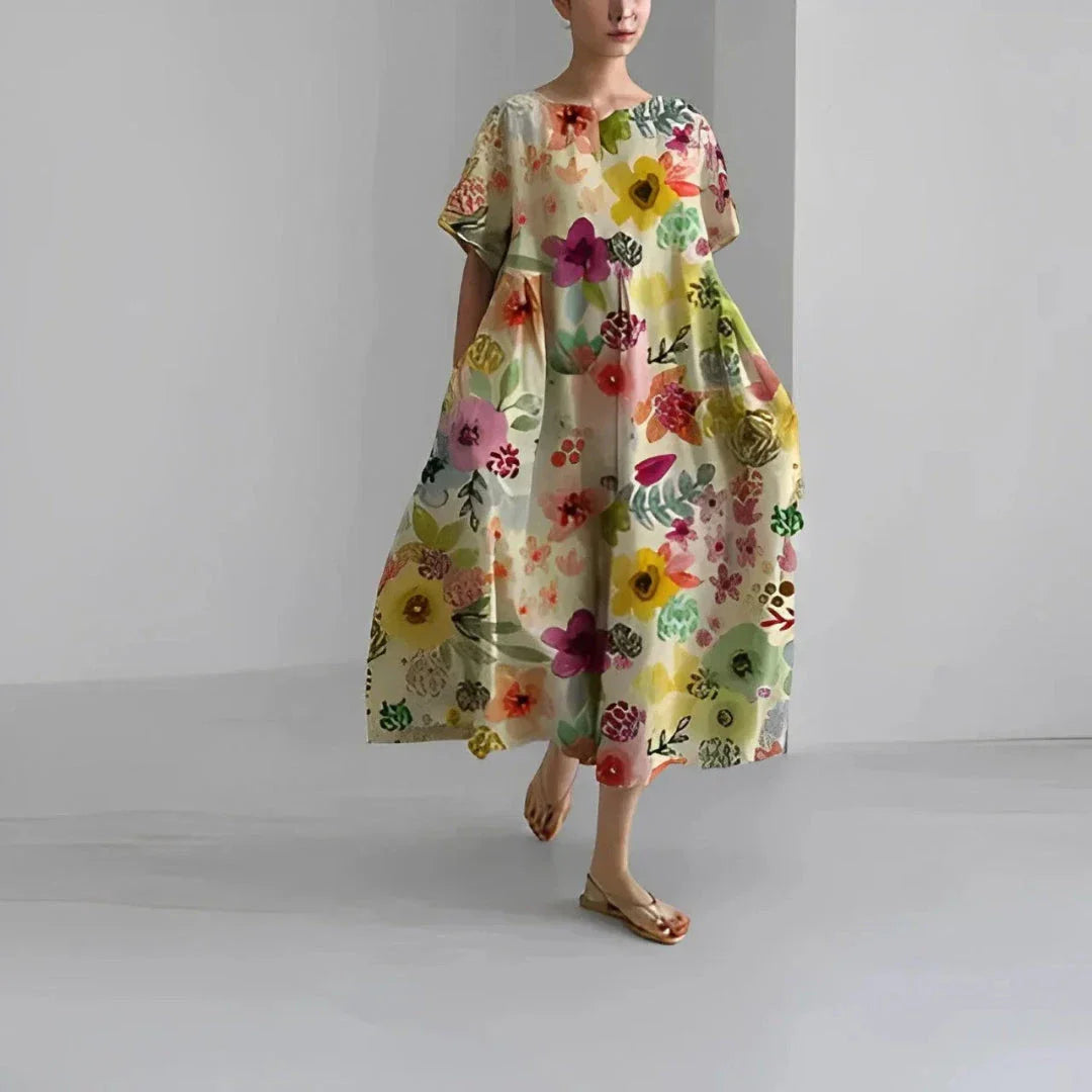 Dahlia Boho Floral Flowy Maxi Dress