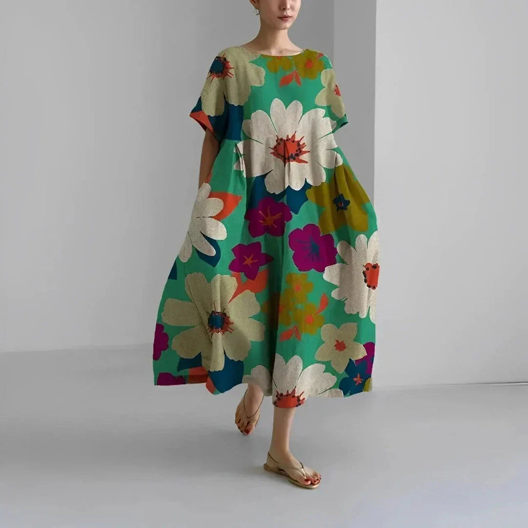 Dahlia Boho Floral Flowy Maxi Dress