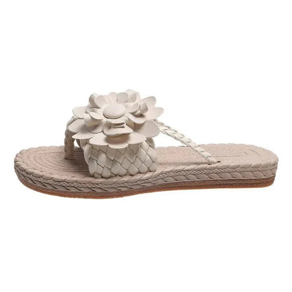 Daisy Bloom Woven Slip-On Sandals