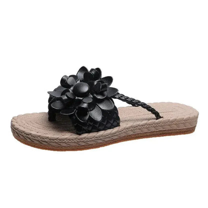 Daisy Bloom Woven Slip-On Sandals