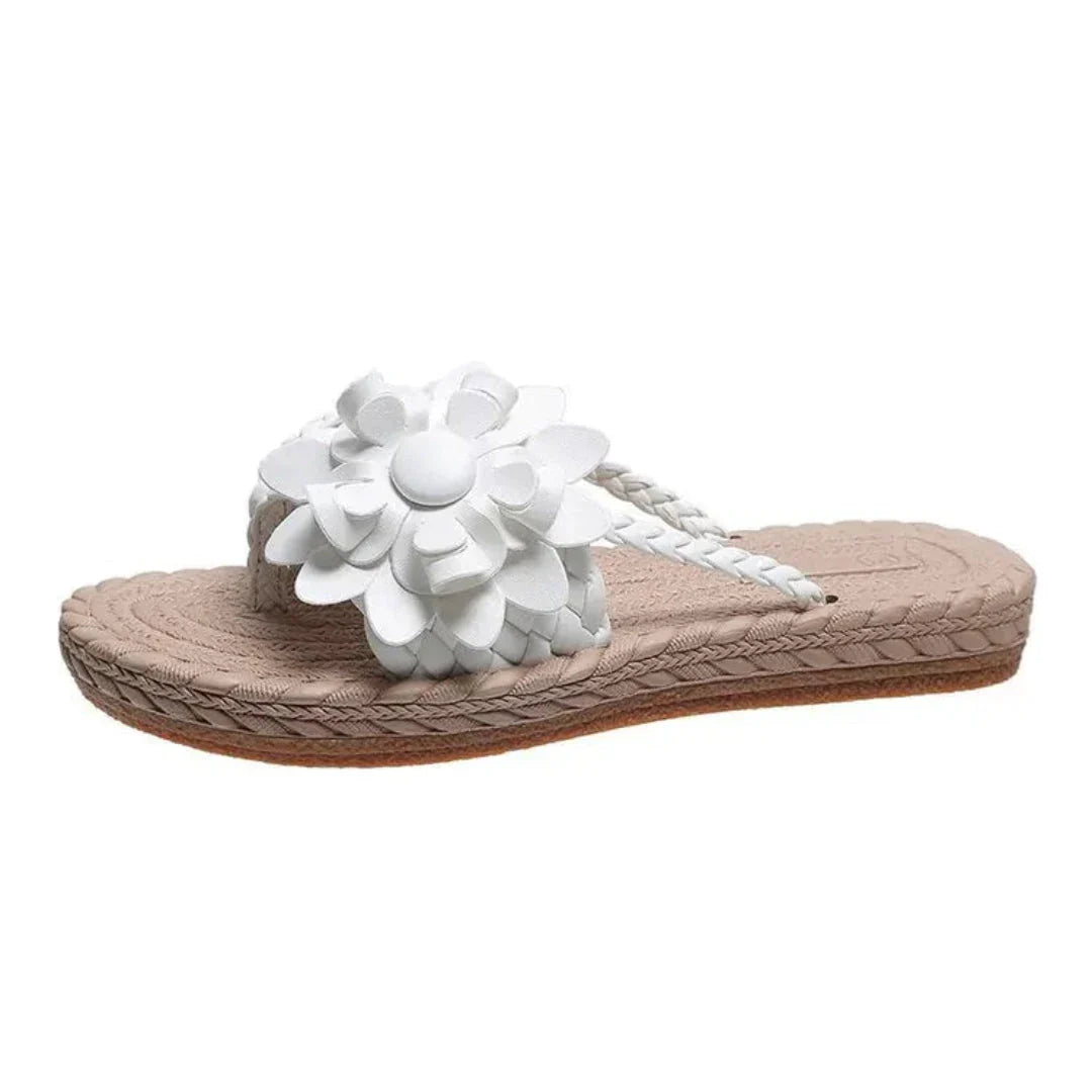 Daisy Bloom Woven Slip-On Sandals