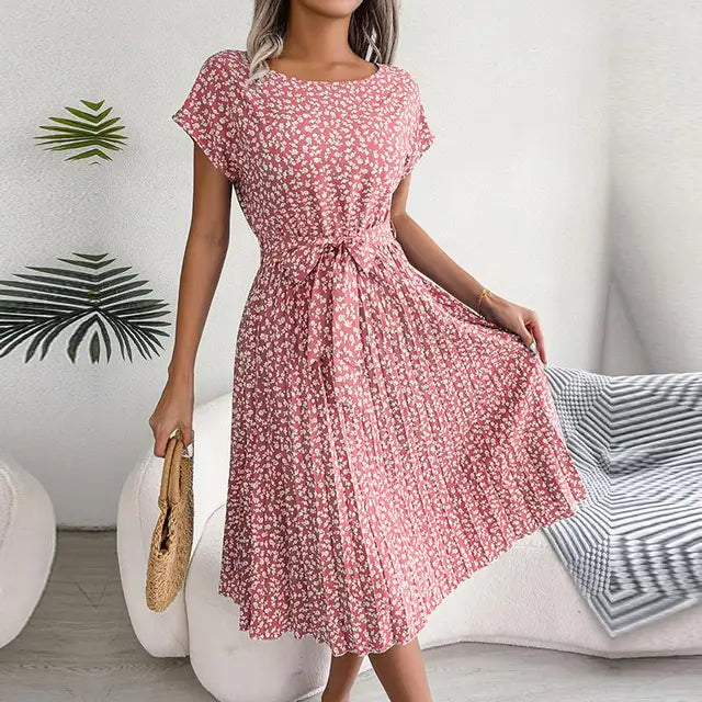 Women's spring dress with floral design
