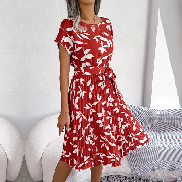 Women's spring dress with floral design