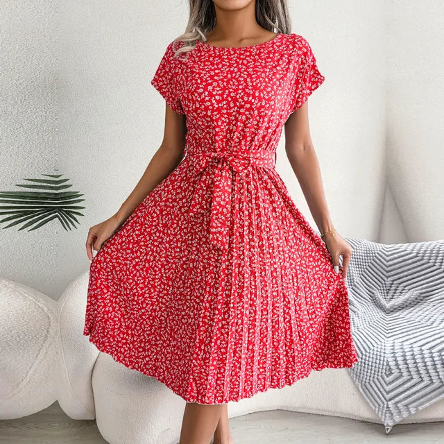 Women's spring dress with floral design