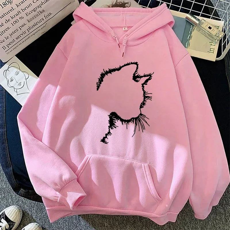 Women's hoodie with cat motif