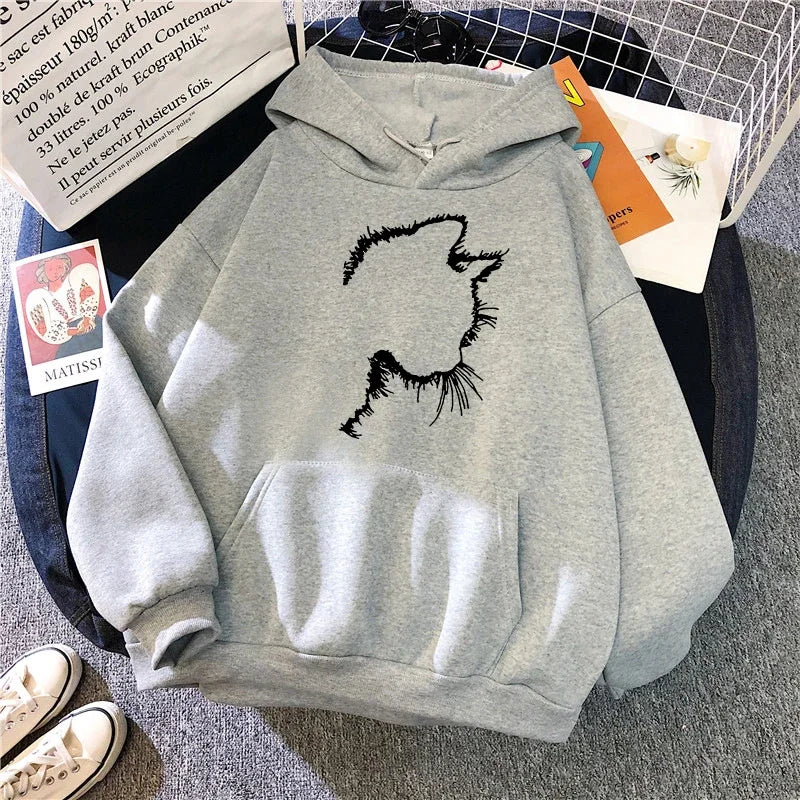 Women's hoodie with cat motif