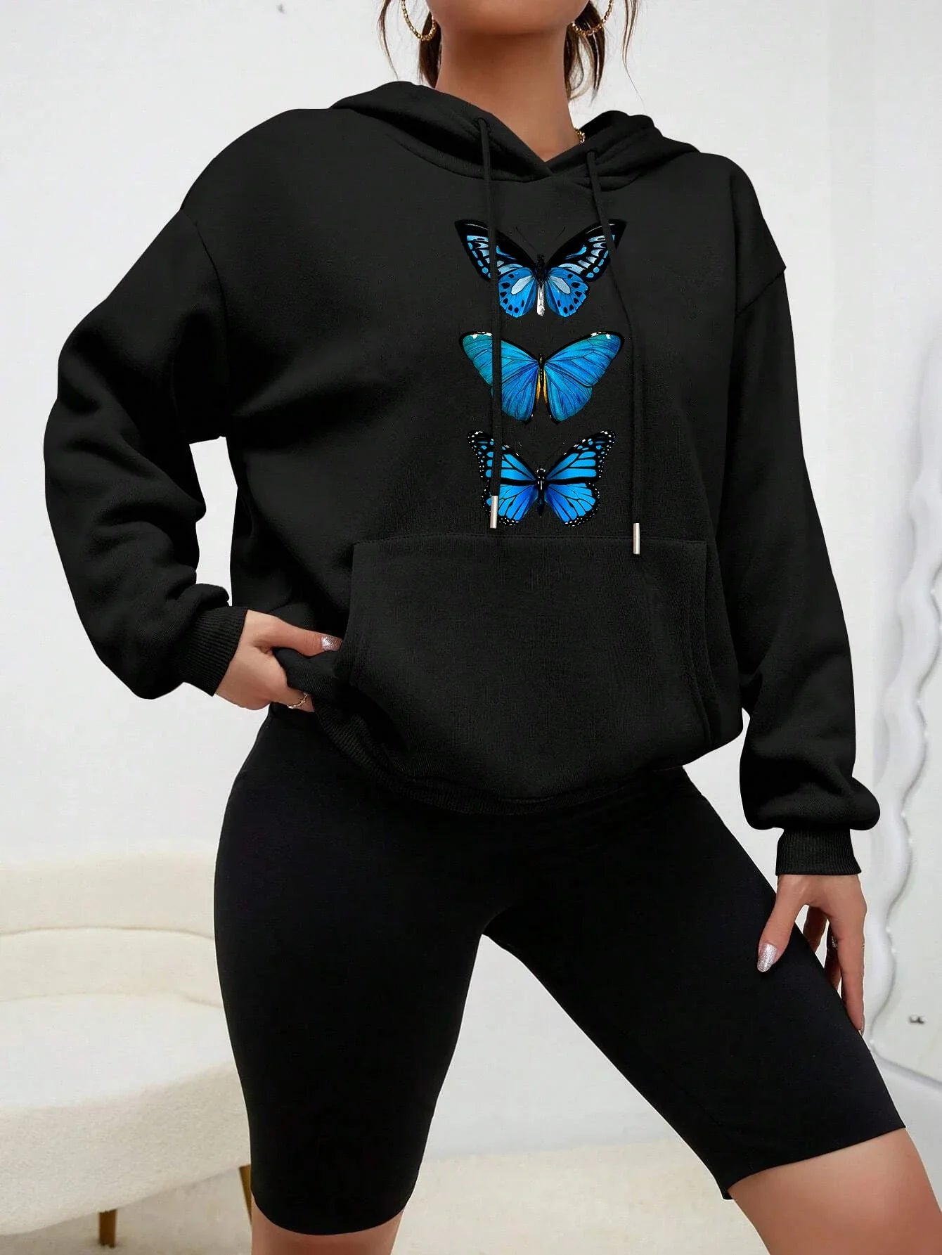 Women's hoodie with butterfly design