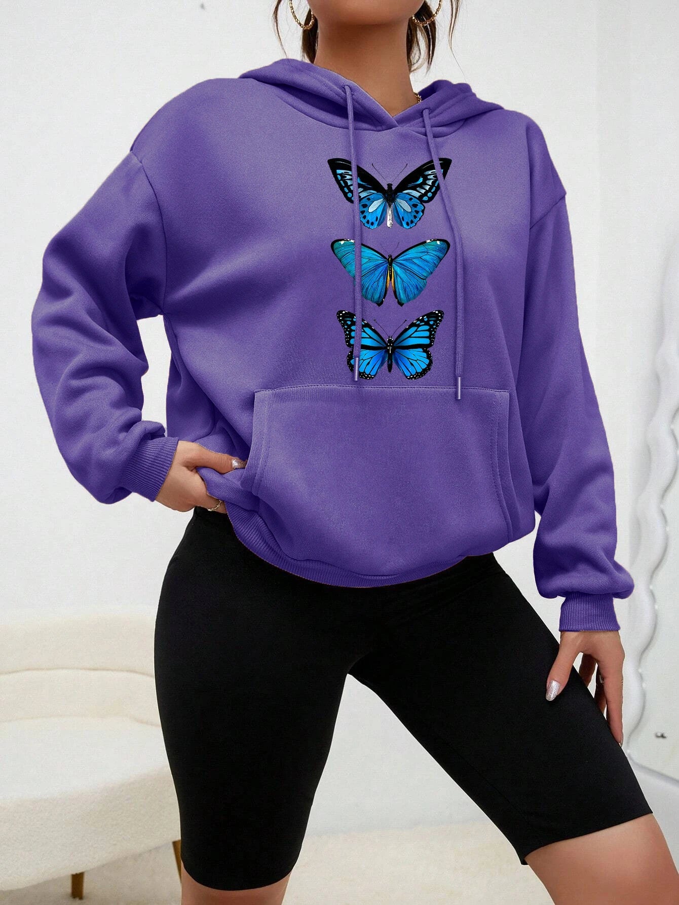 Women's hoodie with butterfly design