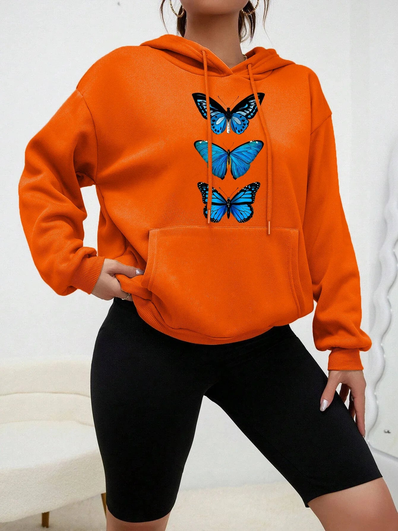 Women's hoodie with butterfly design