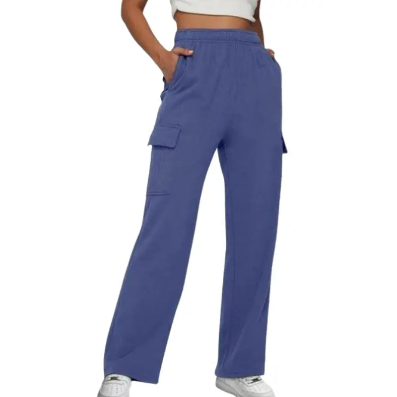 Women's jogging pants with high waistband and wide leg