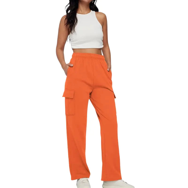 Women's jogging pants with high waistband and wide leg