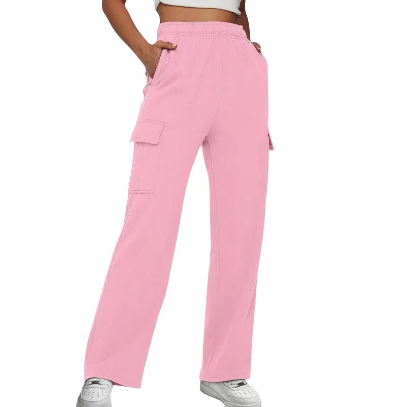 Women's jogging pants with high waistband and wide leg