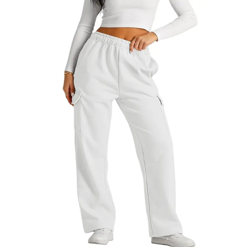 Women's jogging pants with high waistband and wide leg