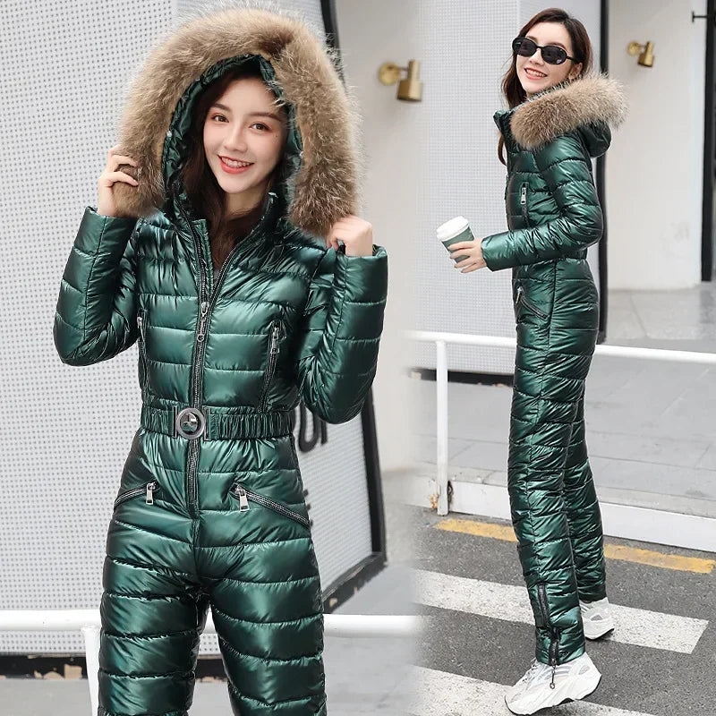 Women's jumpsuit with hood and zipper