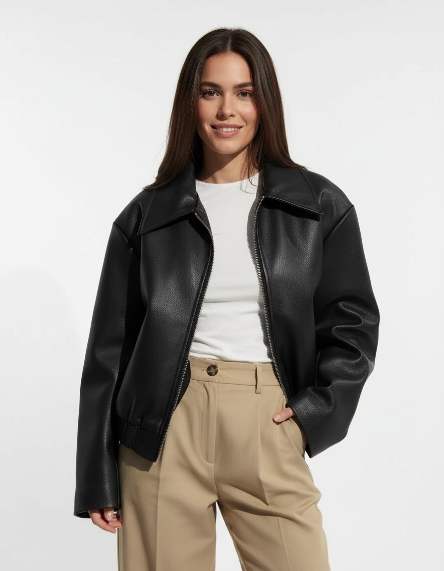 Elegant leather jacket for women