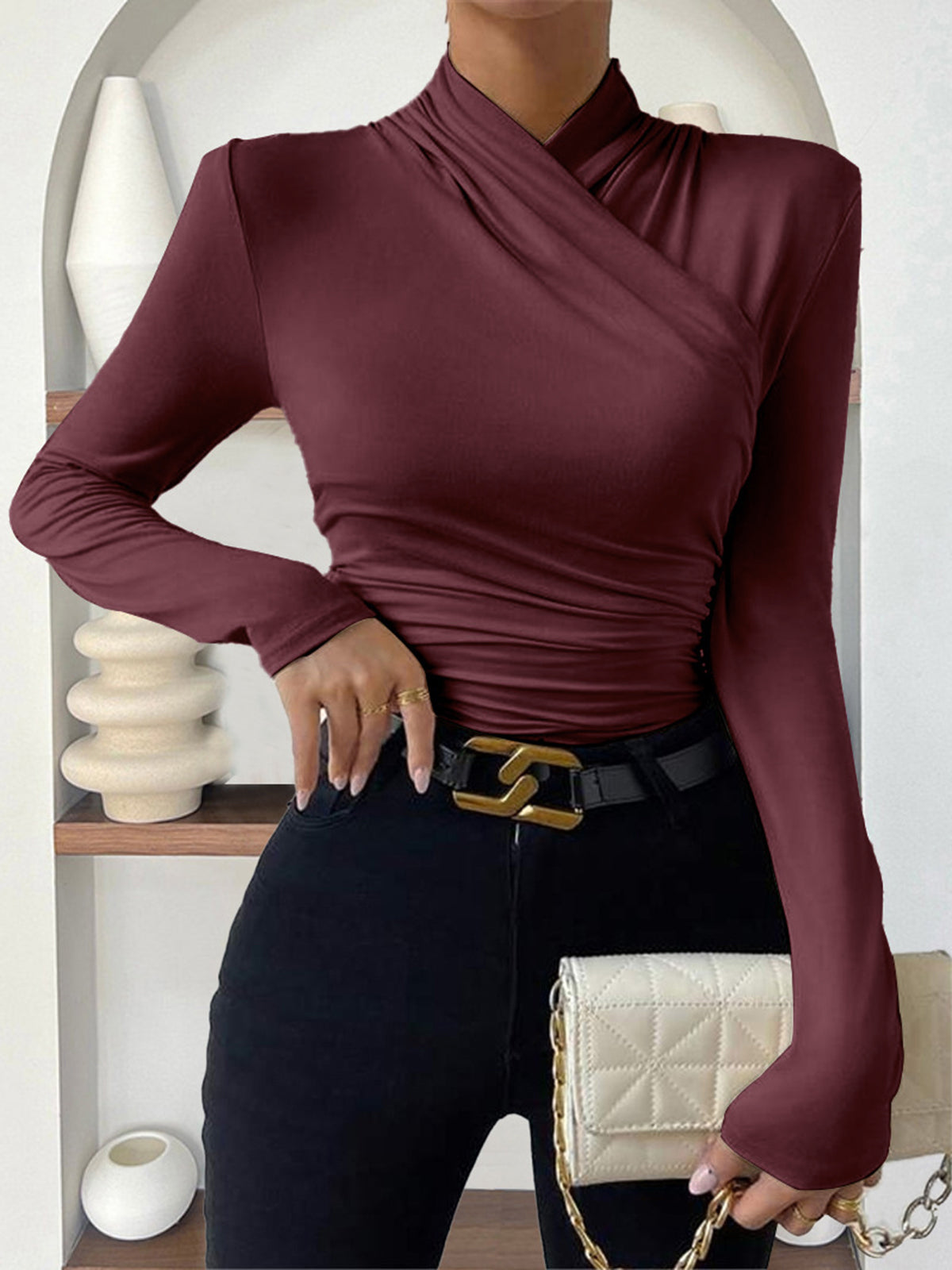 Women's top with elegant wrap design