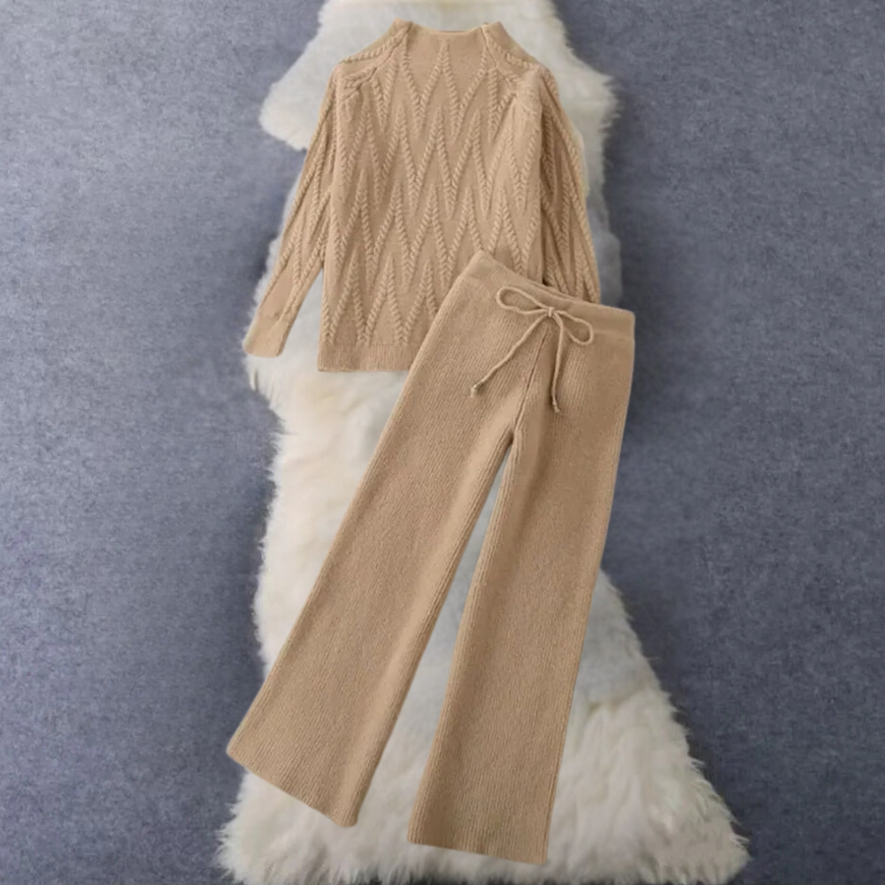 Women's Sweater and Pants Set with Texture