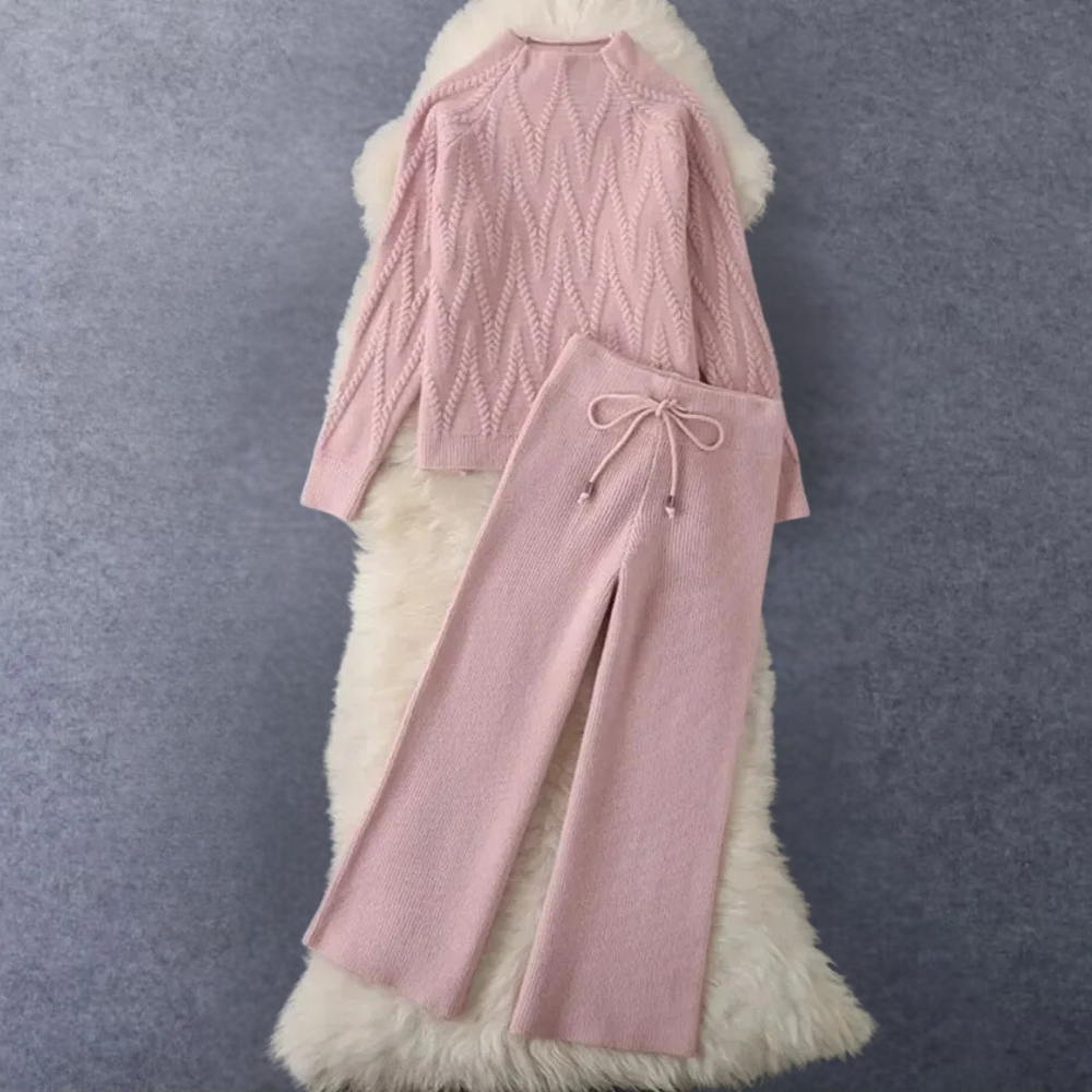 Women's Sweater and Pants Set with Texture