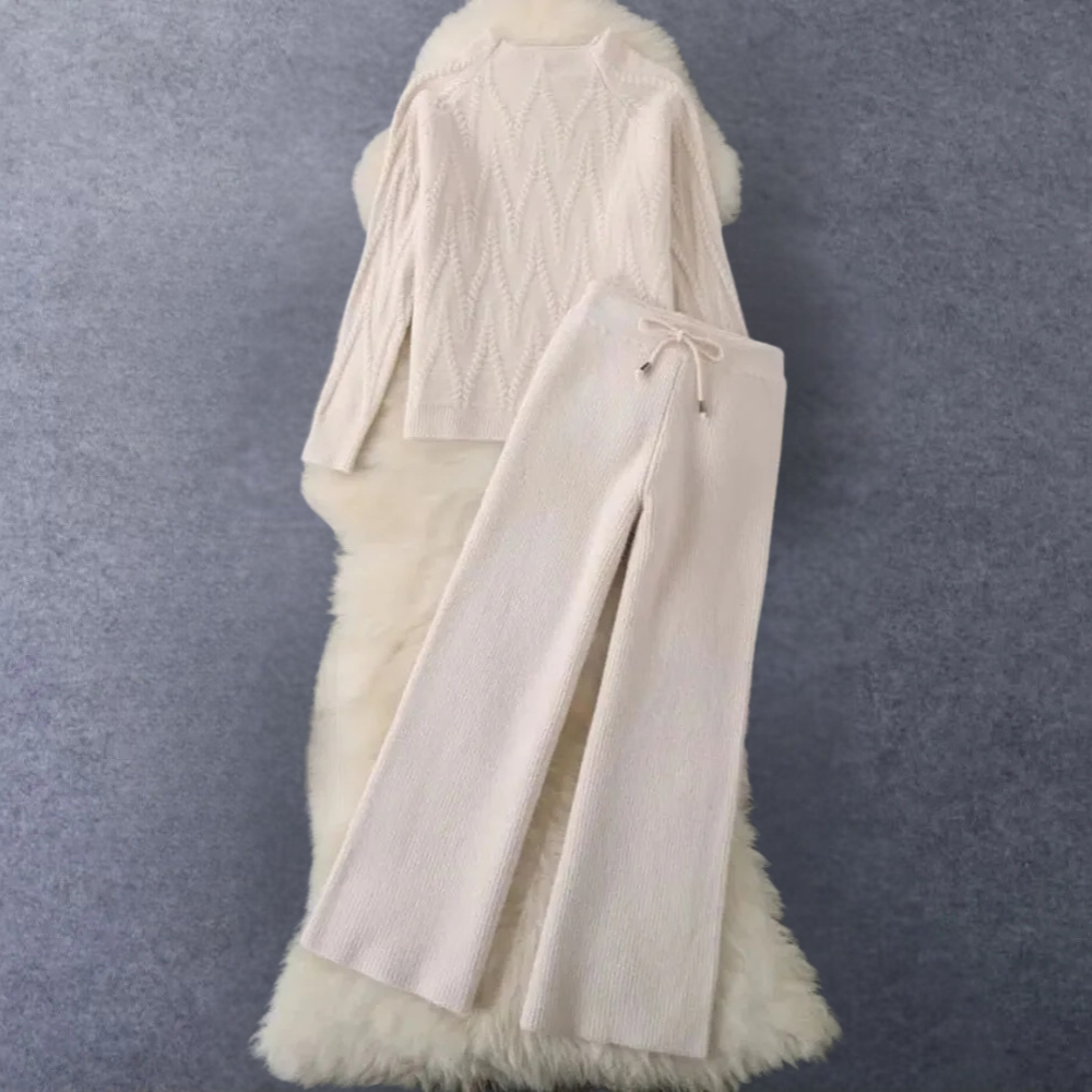 Women's Sweater and Pants Set with Texture