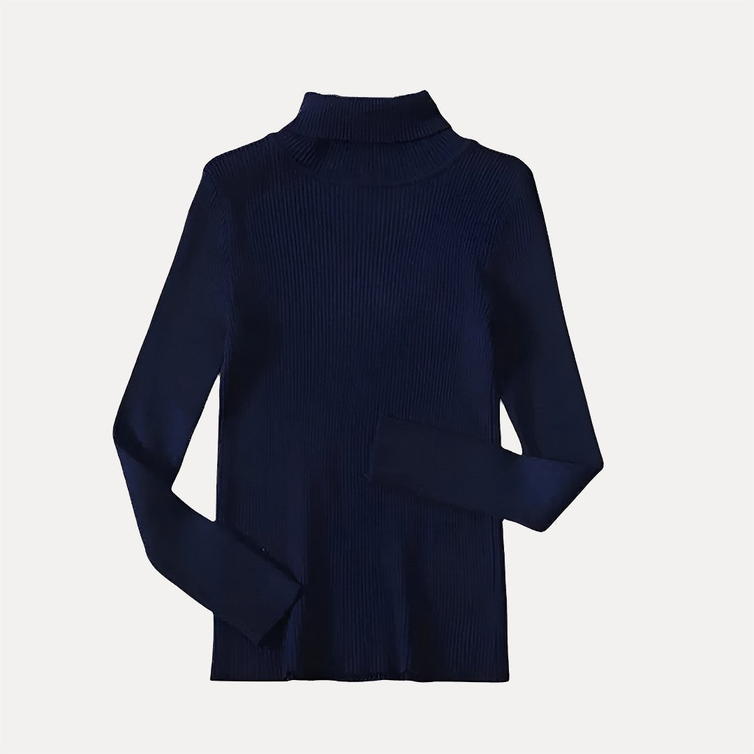 Women's turtleneck sweater with ribbed texture