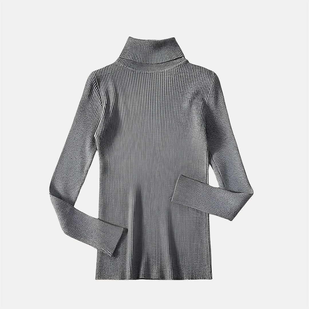 Women's turtleneck sweater with ribbed texture