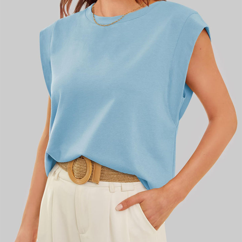 Women's crew neck top with short sleeves