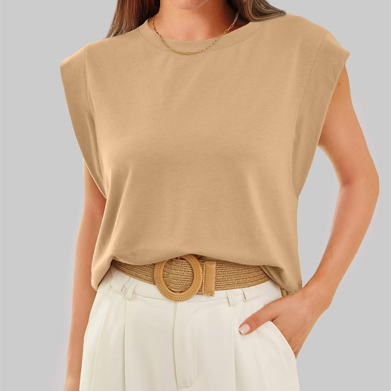 Women's crew neck top with short sleeves